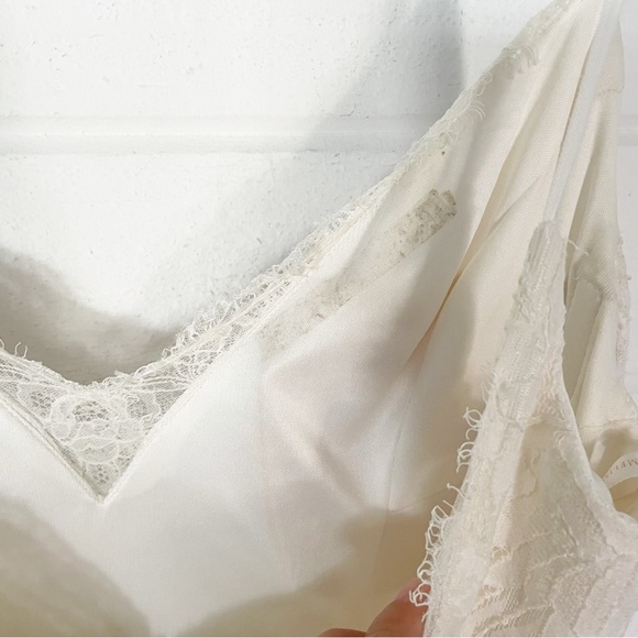 Melissa Sweet Leaf Pattern Lace A-Line Wedding Dress Size 14 - Picture 13 of 17